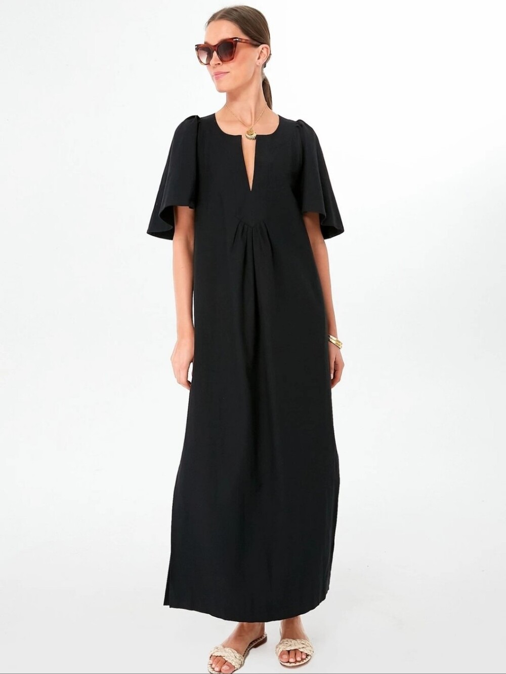 Tuckernuck Pomander Place Finley Black Cotton Maxi Dress Size Small With Pockets